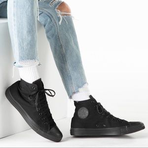 Converse all black monochrome hightop sneakers